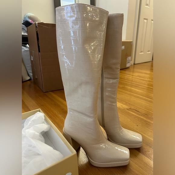 Princess Polly Montgomery Boot Off White Croc - Picture 4 of 4